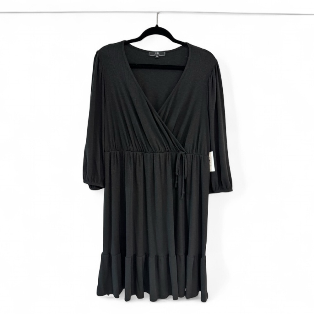 Vibe Sportswear Black V-neck Wrap Dress Women’s Size 2X Plus Size NWT
